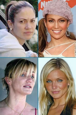 Celebrities with and without makeup 